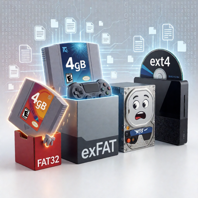 游戏硬盘用什么格式?FAT32/exFAT/NTFS/ext4 小白怎么选-觅时光怀旧游戏