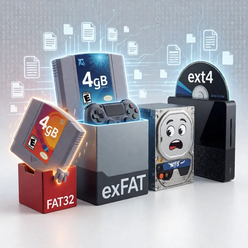 游戏硬盘用什么格式?FAT32/exFAT/NTFS/ext4 小白怎么选-觅时光怀旧游戏